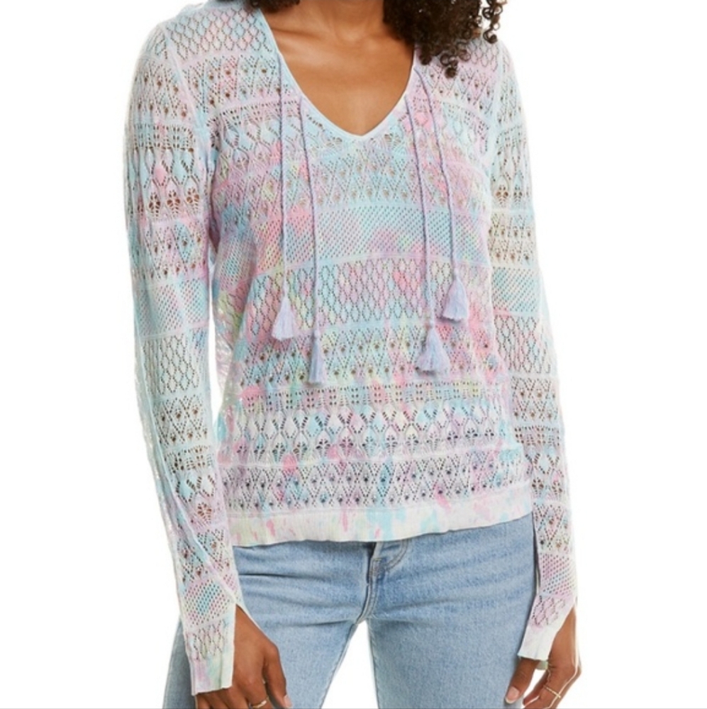 Zadig & Voltaire Delvy Co Splash Rainbow Tie Dye Knit Sweater XS